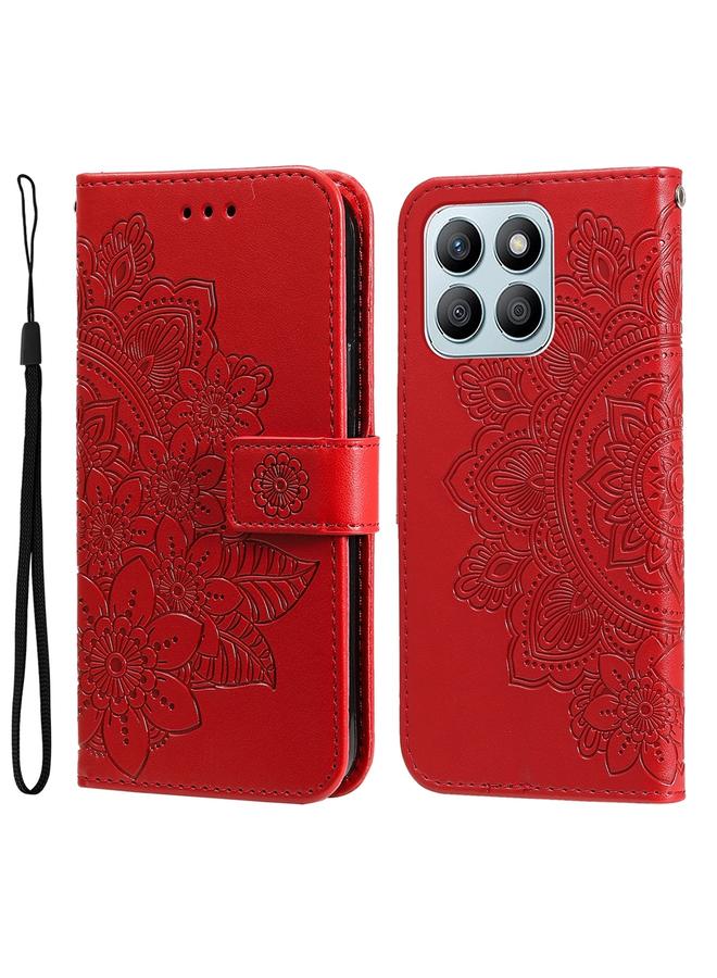 اس-توب جراب هاتف Honor X8b من الجلد بنقشة زهور بسبع بتلات - Image 1