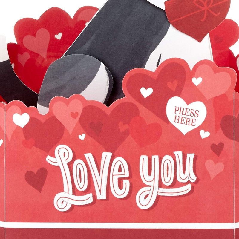 Hallmark بطاقة هال مارك الورقية الرائعة لعيد الحب مع صوت وحركة (كلب) للاحتفال بالذكرى السنوية، عيد ميلاد رومانسي، حب - Image 4