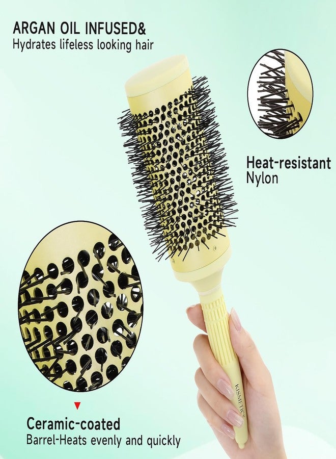 KISMETICS Fast Dry Round Brush with Ceramic Ion Thermal Barrel and Nylon Bristles,Argan oil Round Hair Brush for Blow Drying,Styling,Curling,Straightening, Perfect Styling .for All Hair Types-53mm - Image 3