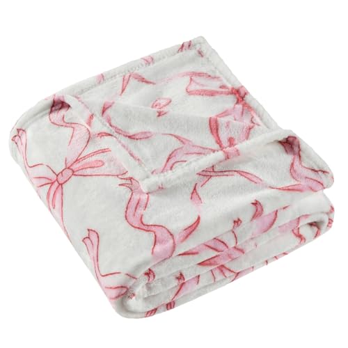 Jungle Star Pink Bow Throw Blanket –Easter Soft Fleece Blanket for Girls and Women, Coquette Aesthetic Room Decor for Bed, Couch, Chair, Preppy Bedroom or Gift, Cute Pink Bow Decor Blanket - Image 4
