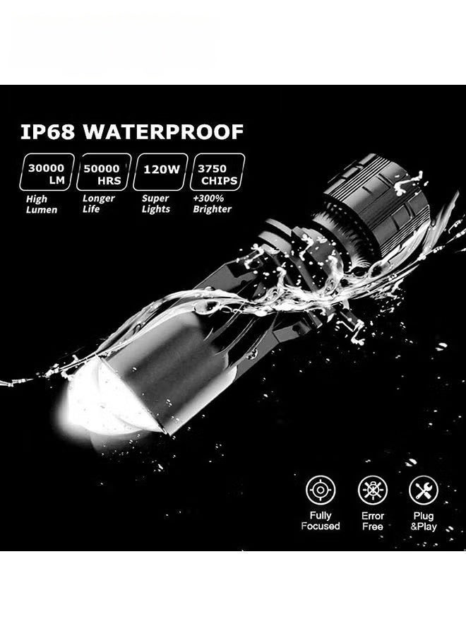 H4 LED Headlight Bulbs With Projector 30000LM Extremely Bright 6000K White Hi-Lo Beam Function with Clear Cut Off Line, H4/9003/HB2 Mini Projector Lens Retrofit Kit - Image 3