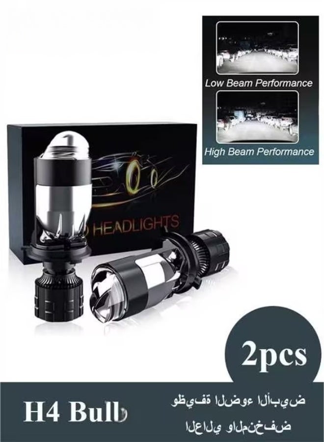 H4 LED Headlight Bulbs With Projector 30000LM Extremely Bright 6000K White Hi-Lo Beam Function with Clear Cut Off Line, H4/9003/HB2 Mini Projector Lens Retrofit Kit - Image 1