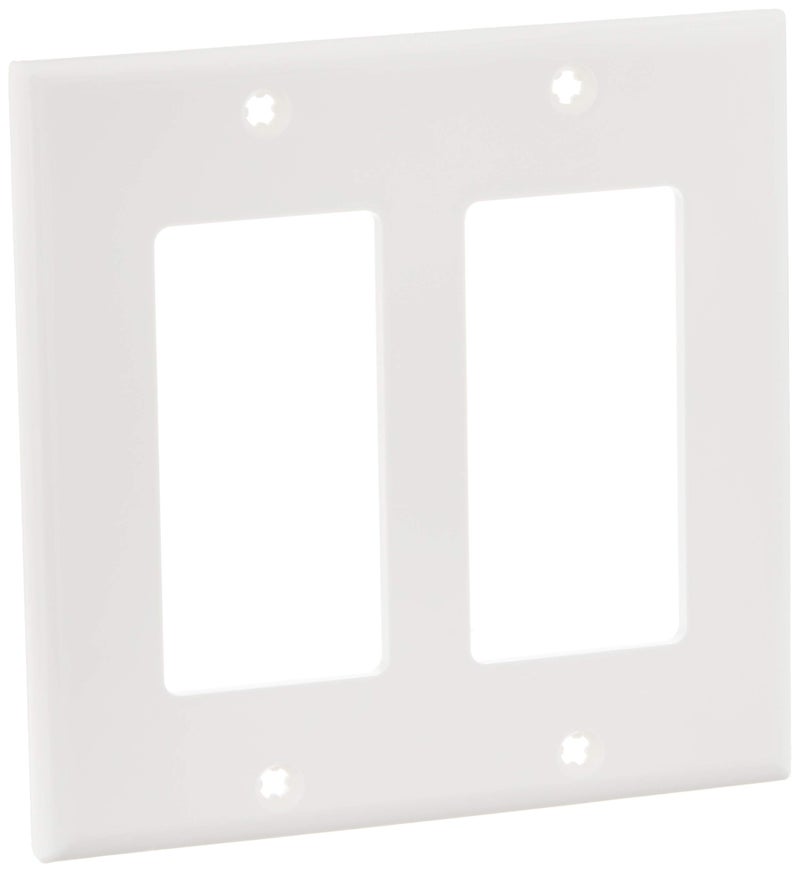 Leviton 2Gang DecoraGFCI Device Wallplate Standard Size Thermoplastic Nylon 80409NW White
