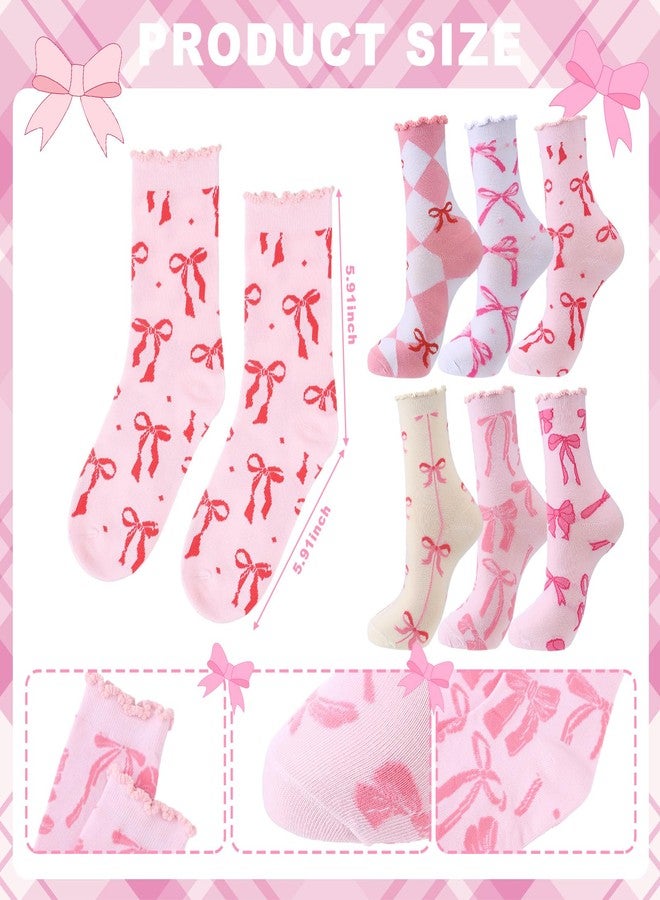 جيديف جوارب جاديف كوكيت الوردية المزينة بفيونكة، جوارب نسائية مبتكرة بتصميم فيونكة وردية، هدية مثالية لتزيين أعياد الميلاد، مقاس واحد - Image 2