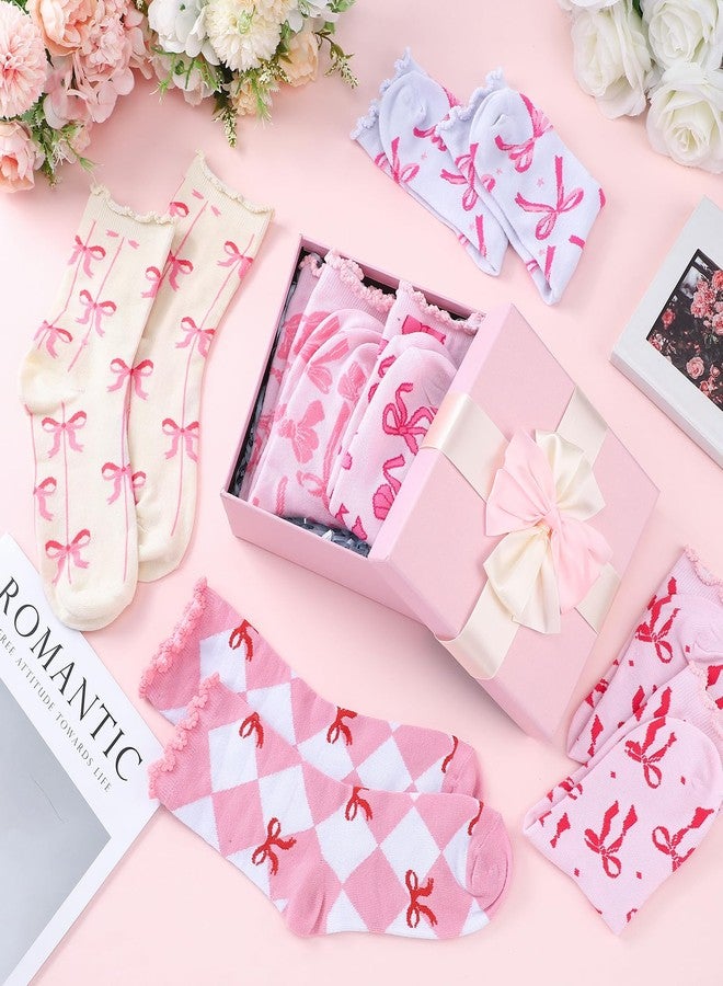 جيديف جوارب جاديف كوكيت الوردية المزينة بفيونكة، جوارب نسائية مبتكرة بتصميم فيونكة وردية، هدية مثالية لتزيين أعياد الميلاد، مقاس واحد - Image 4