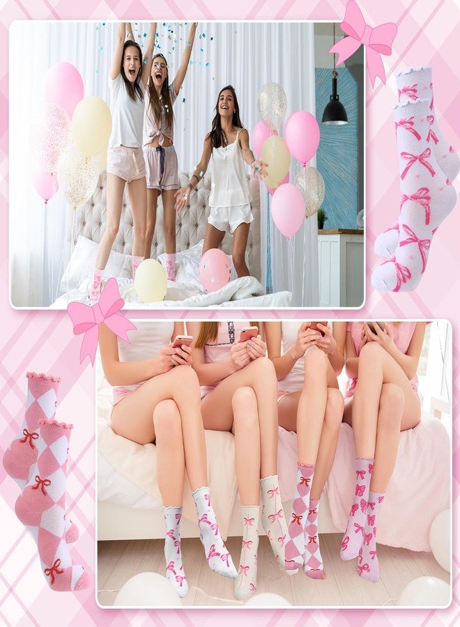 جيديف جوارب جاديف كوكيت الوردية المزينة بفيونكة، جوارب نسائية مبتكرة بتصميم فيونكة وردية، هدية مثالية لتزيين أعياد الميلاد، مقاس واحد - Image 5