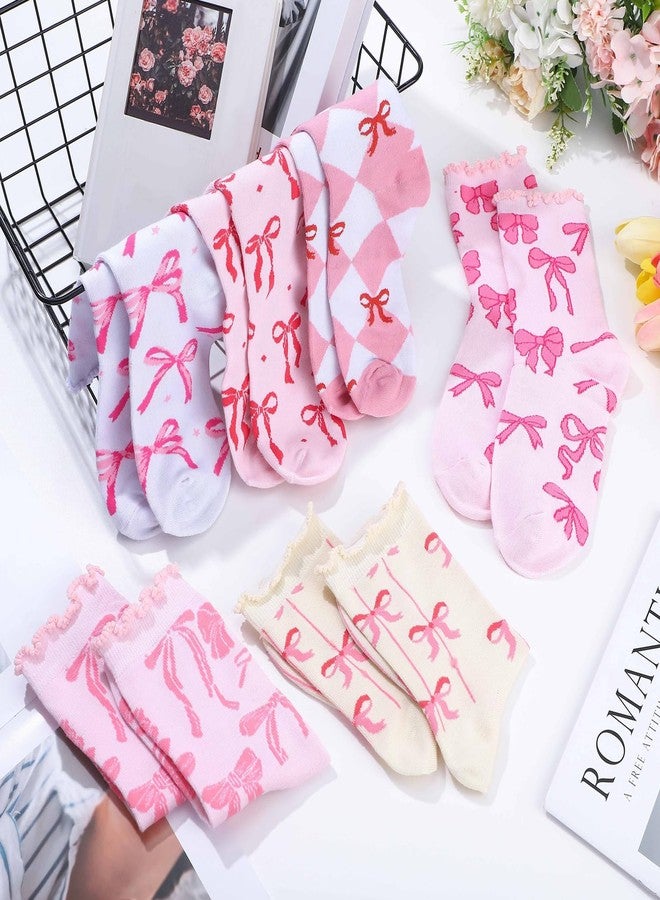 جيديف جوارب جاديف كوكيت الوردية المزينة بفيونكة، جوارب نسائية مبتكرة بتصميم فيونكة وردية، هدية مثالية لتزيين أعياد الميلاد، مقاس واحد - Image 3