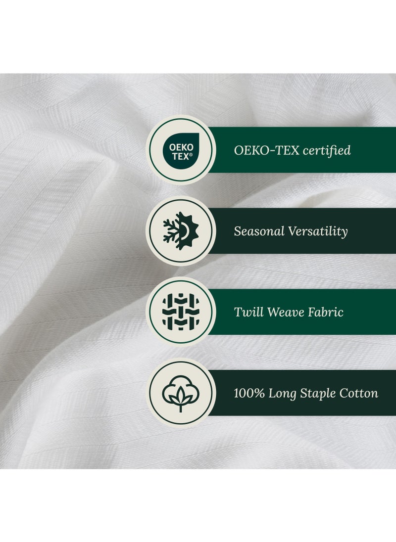 Cloud Scape Linen 100% Cotton Herringbone Blanket for All Season, Soft and Breathable Thermal Blanket,White  - Image 4
