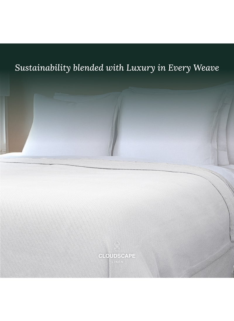 Cloud Scape Linen 100% Cotton Herringbone Blanket for All Season, Soft and Breathable Thermal Blanket,White  - Image 2