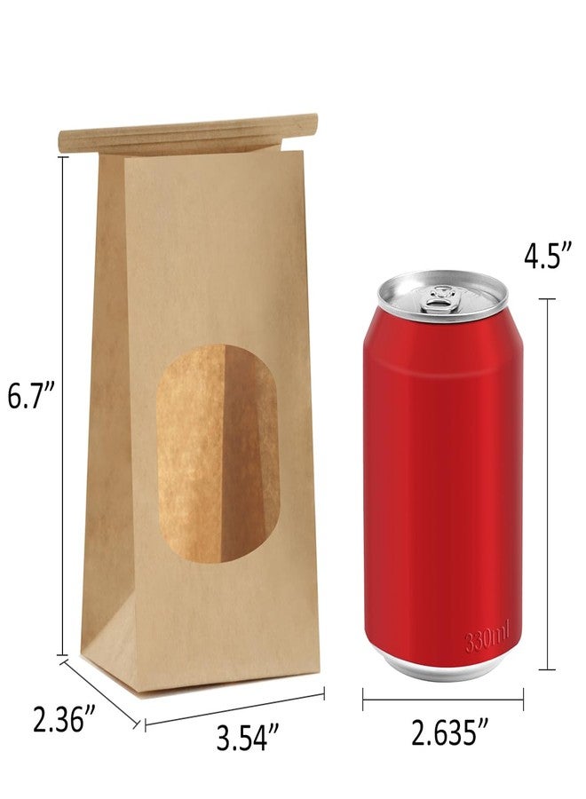 BagDream Small Bakery Bags with Window 100Pcs 3.54x2.36x6.7 Inches Tin Tie Tab Lock Kraft Brown Window Paper Bags for Coffee Bean, Cookies, Treat, Snack - Image 2