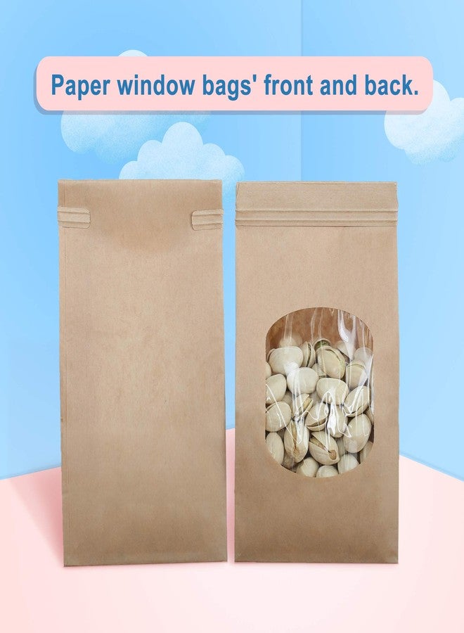 BagDream Small Bakery Bags with Window 100Pcs 3.54x2.36x6.7 Inches Tin Tie Tab Lock Kraft Brown Window Paper Bags for Coffee Bean, Cookies, Treat, Snack - Image 5