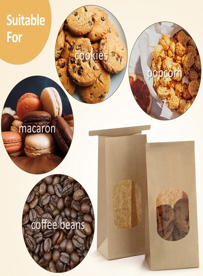 BagDream Small Bakery Bags with Window 100Pcs 3.54x2.36x6.7 Inches Tin Tie Tab Lock Kraft Brown Window Paper Bags for Coffee Bean, Cookies, Treat, Snack - Image 3