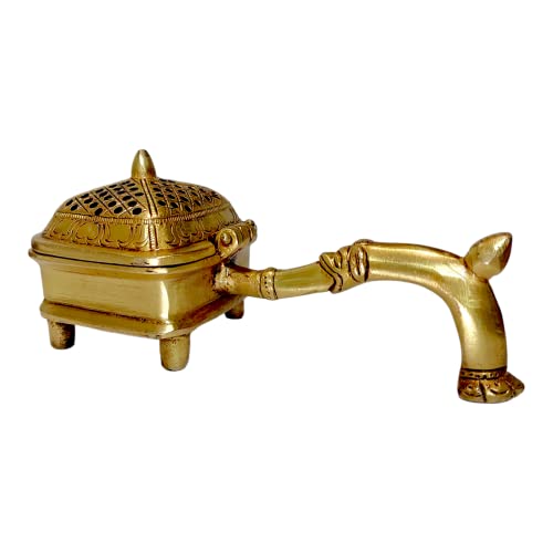 AARGKRAFT Brass Loban Burner Dhoopdani Dhooni Dani Decorative Antique lubandan,Bakhoor Burner Holder - Image 2