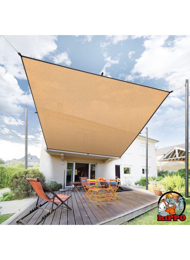 Hippo HIPPO - HDPE Fabric 85% Sun Blockage Rectangle Shade Sails with Polyester Band Reinforced Protection from Sun & UV Rays Suitable for Outdoor, Garden, Patio Beige Color (9.5FTX8FT) Pack of 1 Pc  - Image 1