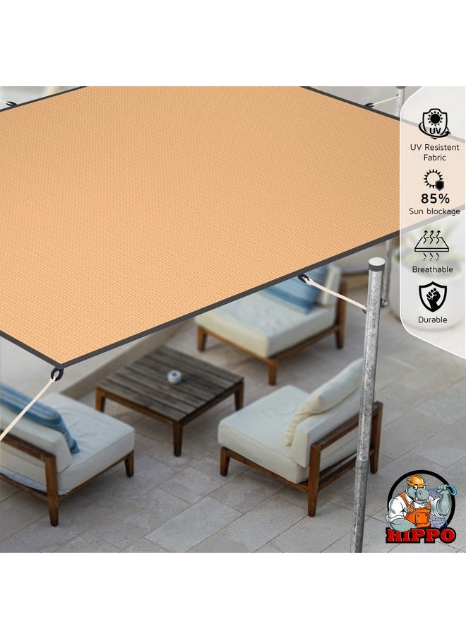 Hippo HIPPO - HDPE Fabric 85% Sun Blockage Rectangle Shade Sails with Polyester Band Reinforced Protection from Sun & UV Rays Suitable for Outdoor, Garden, Patio Beige Color (9.5FTX8FT) Pack of 1 Pc  - Image 3