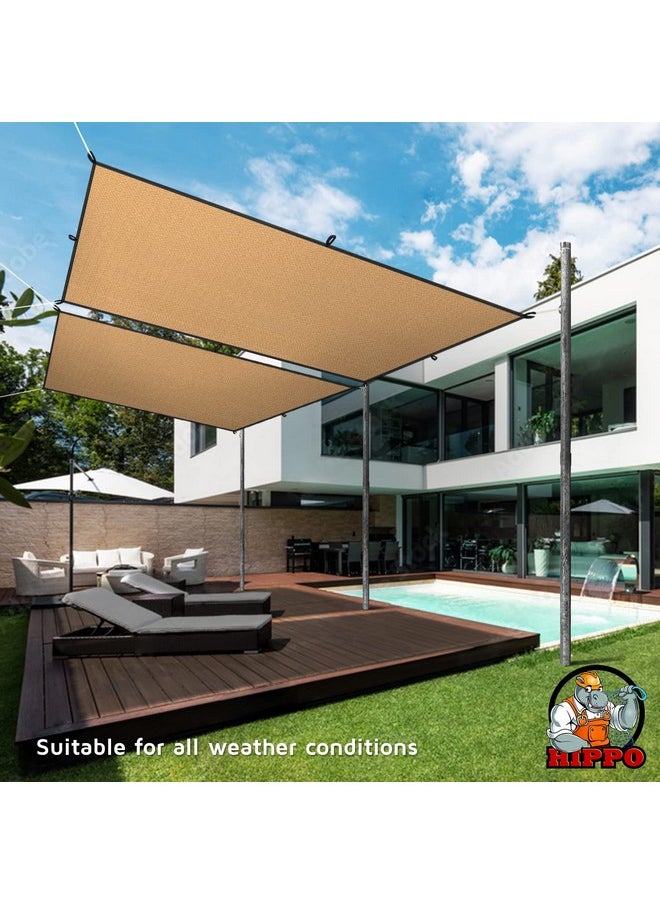 Hippo HIPPO - HDPE Fabric 85% Sun Blockage Rectangle Shade Sails with Polyester Band Reinforced Protection from Sun & UV Rays Suitable for Outdoor, Garden, Patio Beige Color (9.5FTX8FT) Pack of 1 Pc  - Image 5