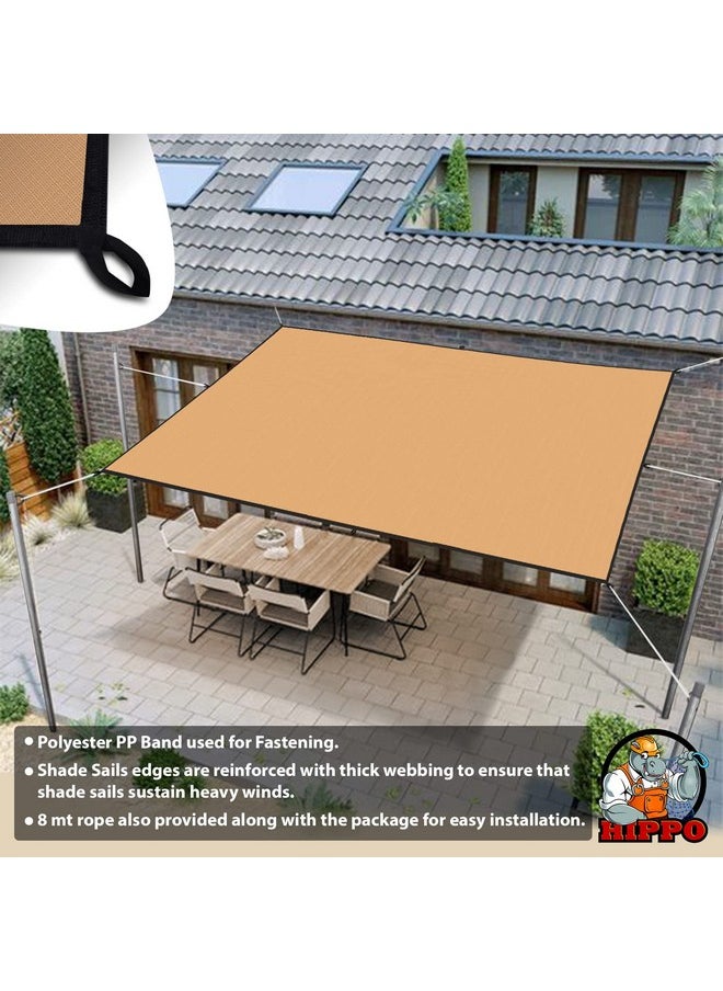 Hippo HIPPO - HDPE Fabric 85% Sun Blockage Rectangle Shade Sails with Polyester Band Reinforced Protection from Sun & UV Rays Suitable for Outdoor, Garden, Patio Beige Color (9.5FTX8FT) Pack of 1 Pc  - Image 2