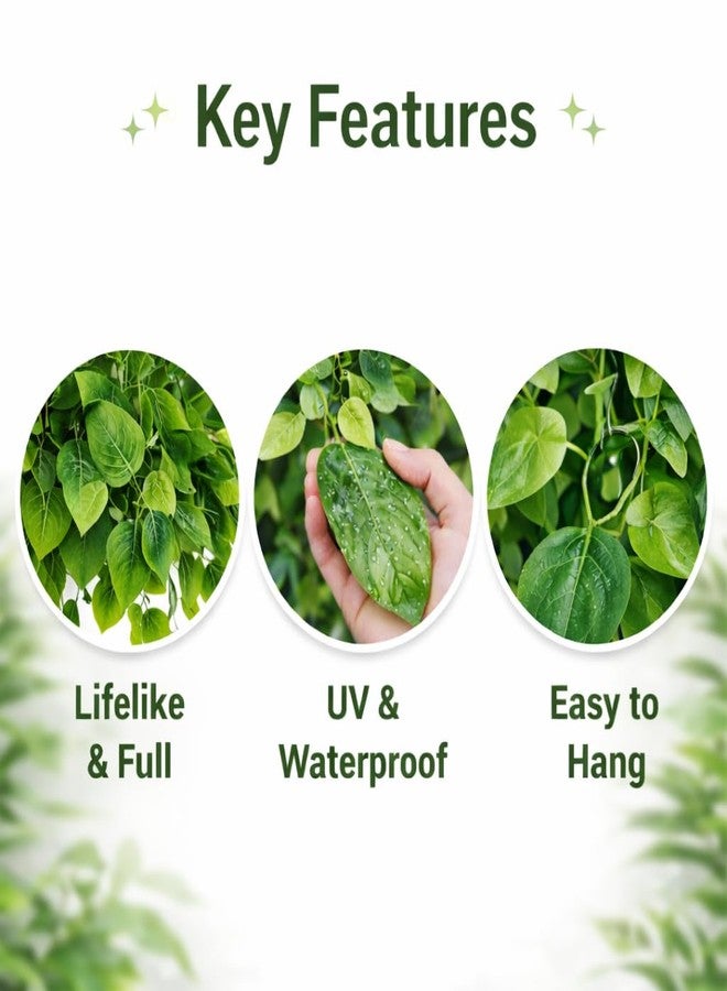 Adak Fake Hanging Plants Vines (2 Pack) – Artificial Ivy Greenery Garlands for Room Decor, Bedroom, Living Room, Kitchen, Office & Patio – Indoor & Outdoor Hanging Décor (No Flowerpot) - Image 3