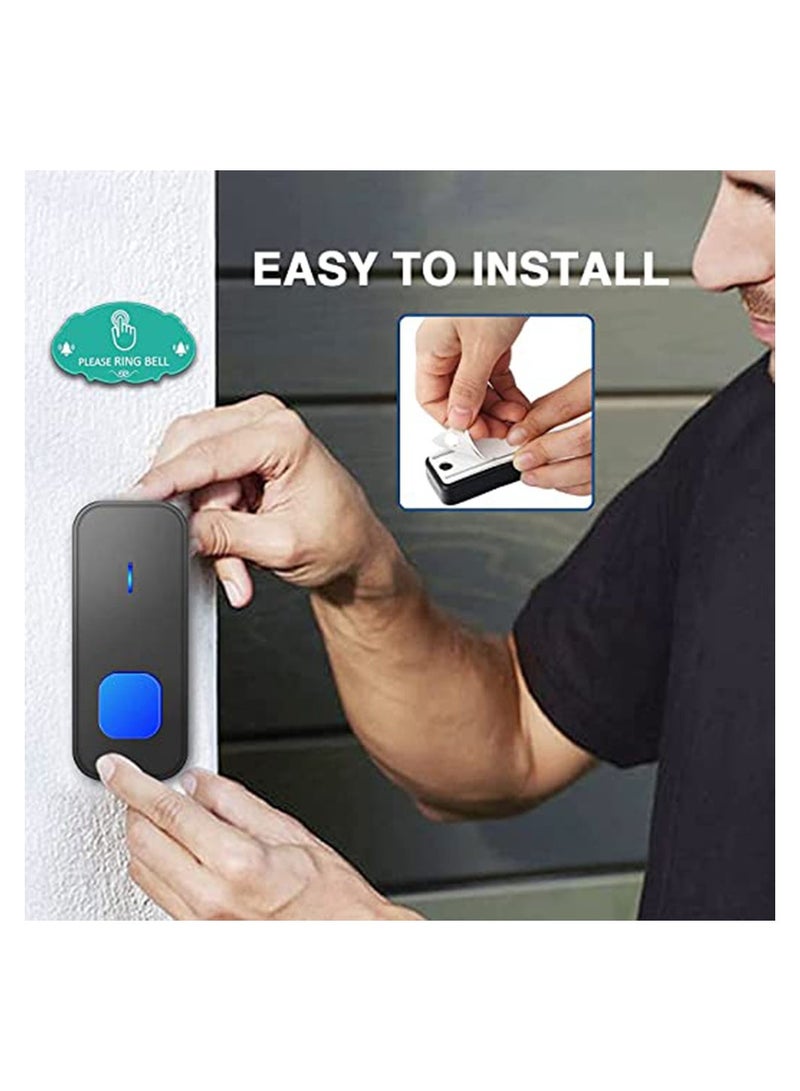 Wireless Doorbell, Waterproof Door Bell Battery Operated at 1,300 ft with 2 Plug in Receivers Kit 2 transmitter Remote ons, 55 Chimes 5 Volume with LED, Loud Enough for Home Classroom - Image 2