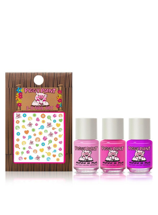 بيجي باينت طلاء أظافر بيجي | طلاء أظافر للبنات غير سام ١٠٠٪ | آمن، خالٍ من القسوة، نباتي، ومنخفض الرائحة للأطفال | حفلة قوس قزح (مجموعة هدايا من ٣ طلاء أظافر + فن أظافر) - Image 1