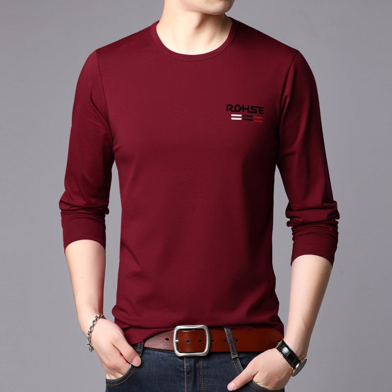 300G heavyweight pure cotton long-sleeved t-shirt for men and women, loose and casual for spring and autumn, versatile round-neck inner top - Image 2