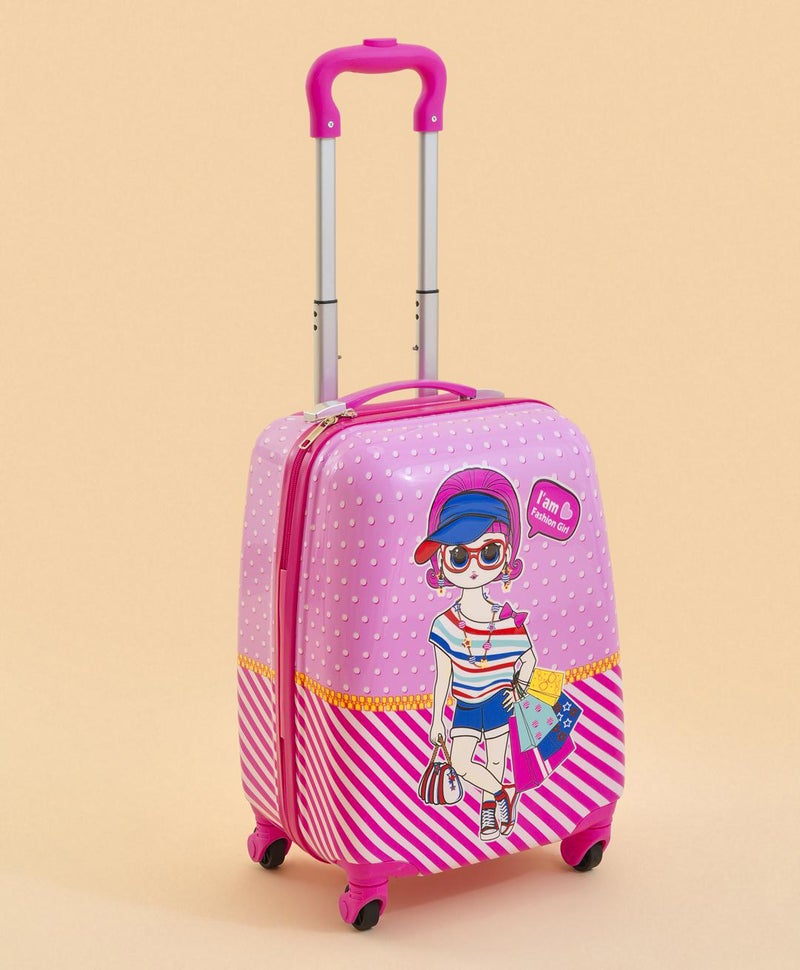 Fab N Funky Fashion Girl Theme TA004 Trolley Bag, Main Zip Compartment, Smooth Wheels, Adjustable Handle, Easy To Use and Clean, 5 Years+, 30 x 22 x 40cm - Pink - Image 3