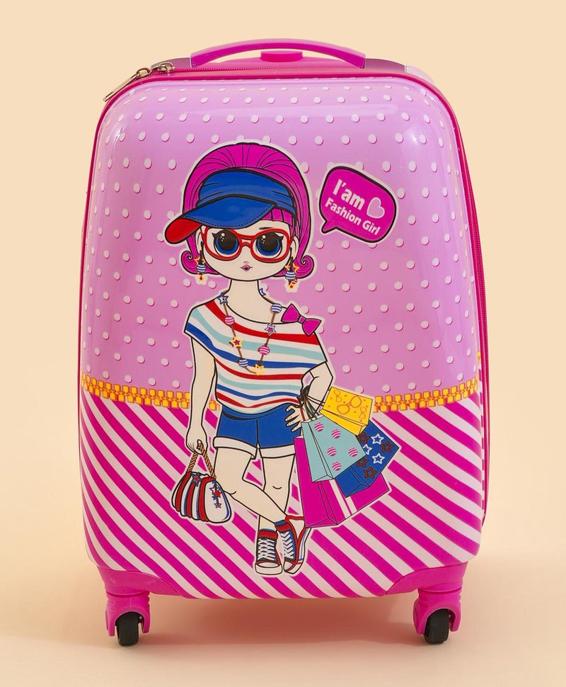 Fab N Funky Fashion Girl Theme TA004 Trolley Bag, Main Zip Compartment, Smooth Wheels, Adjustable Handle, Easy To Use and Clean, 5 Years+, 30 x 22 x 40cm - Pink - Image 4