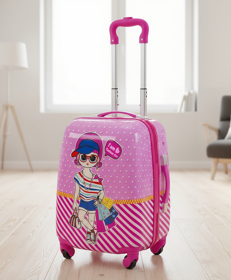 Fab N Funky Fashion Girl Theme TA004 Trolley Bag, Main Zip Compartment, Smooth Wheels, Adjustable Handle, Easy To Use and Clean, 5 Years+, 30 x 22 x 40cm - Pink - Image 2