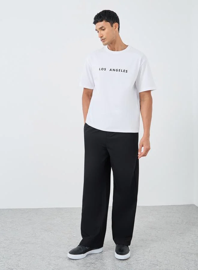Styli Styli Slogan Print Crew Neck Oversized T-Shirt