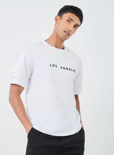 Styli Slogan Print Crew Neck Oversized T-Shirt