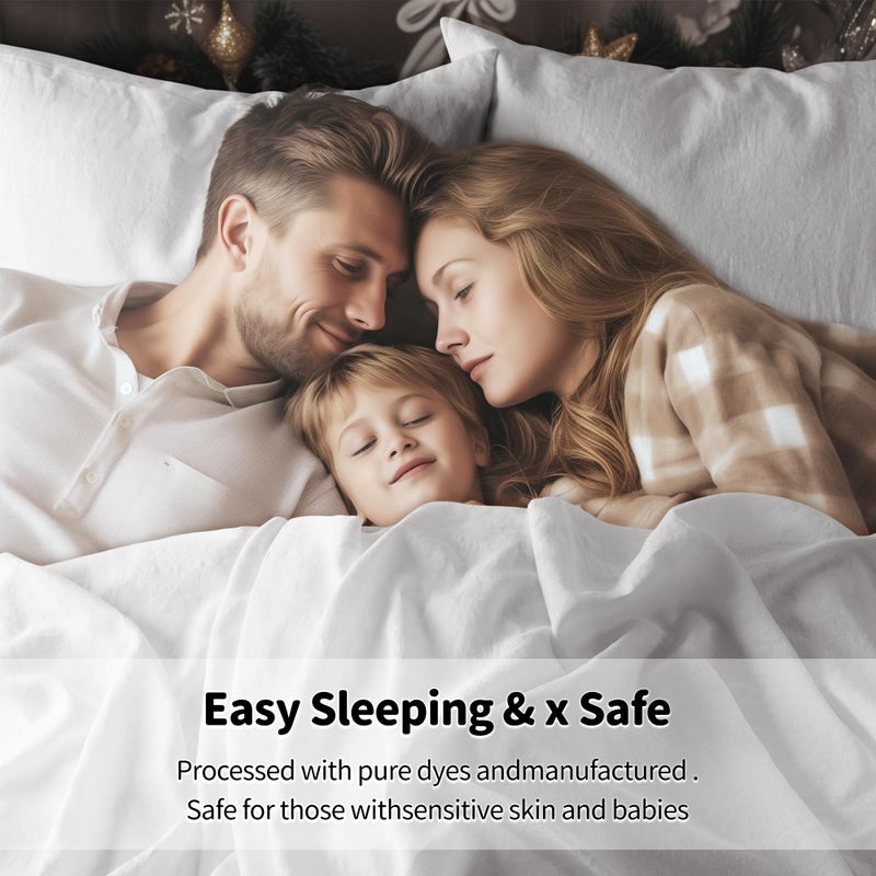 LBRO2M LBR02M 100% Linen Sheet Set King Size  Bed Sheets 4 Piece Sets  Solid Color Natural Flax Bed Sheets Soft Breathable Bedding  16"" Deep Pocket  All Season (King  White)  - Image 5