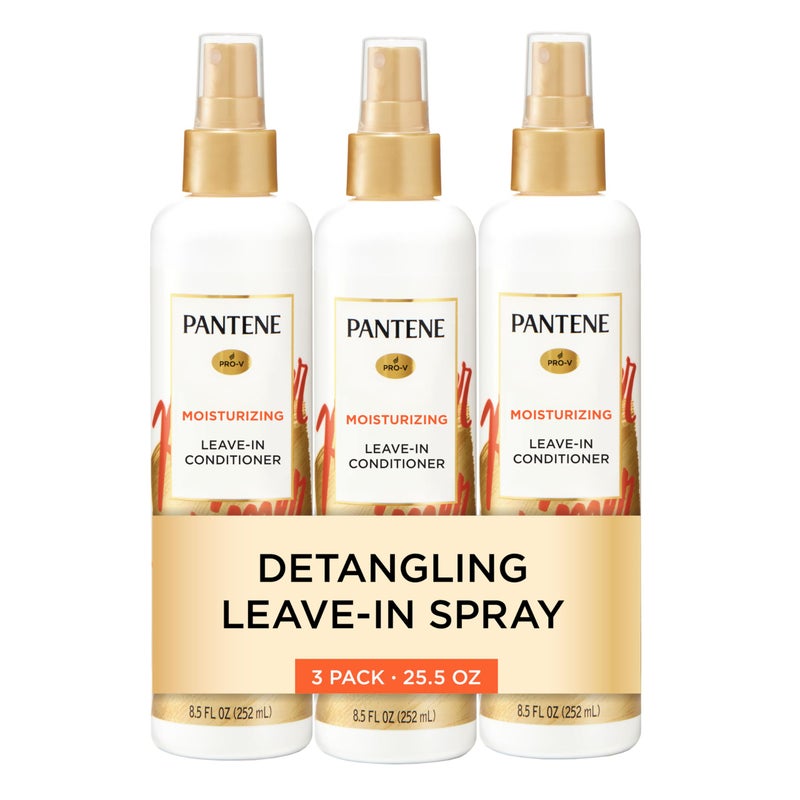 Pantene Pantene Conditioning Detangler Spray, Pro-V Repair & Protect, Nutrient Boost for Damaged Hair, Antioxidant Enriched, Leave-In Conditioner, Smooth & Shine, Sulfate-Free, 8.5 Fl Oz, 3 Pack 
