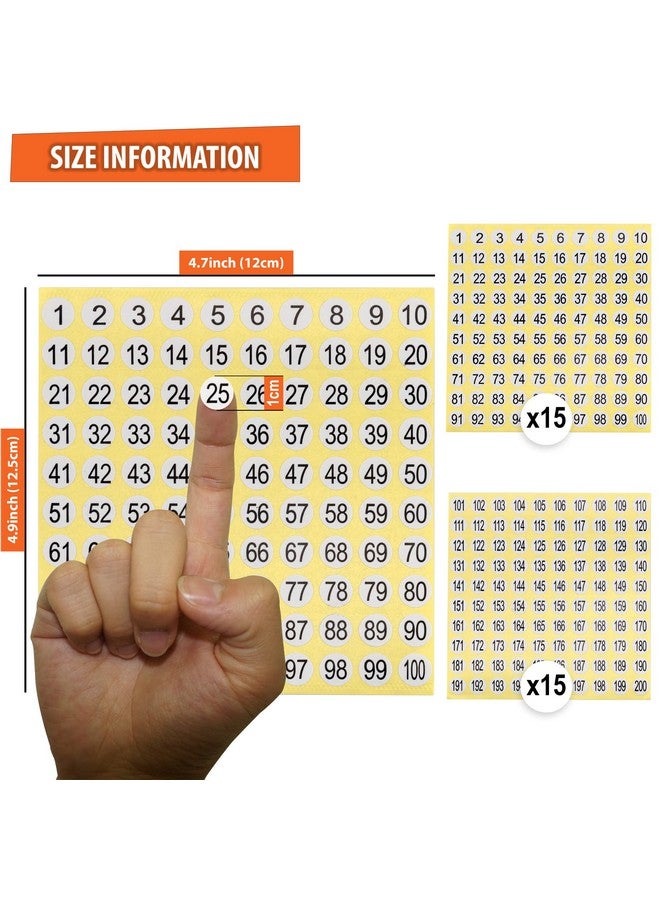 IFAMIO 1200 Round Number Stickers Labels 15 Sets 3000 Self Adhesive Labels Small Consecutive Number Decals Number Signs Inventory Stickers For Organizing And Storage Classification - Image 2