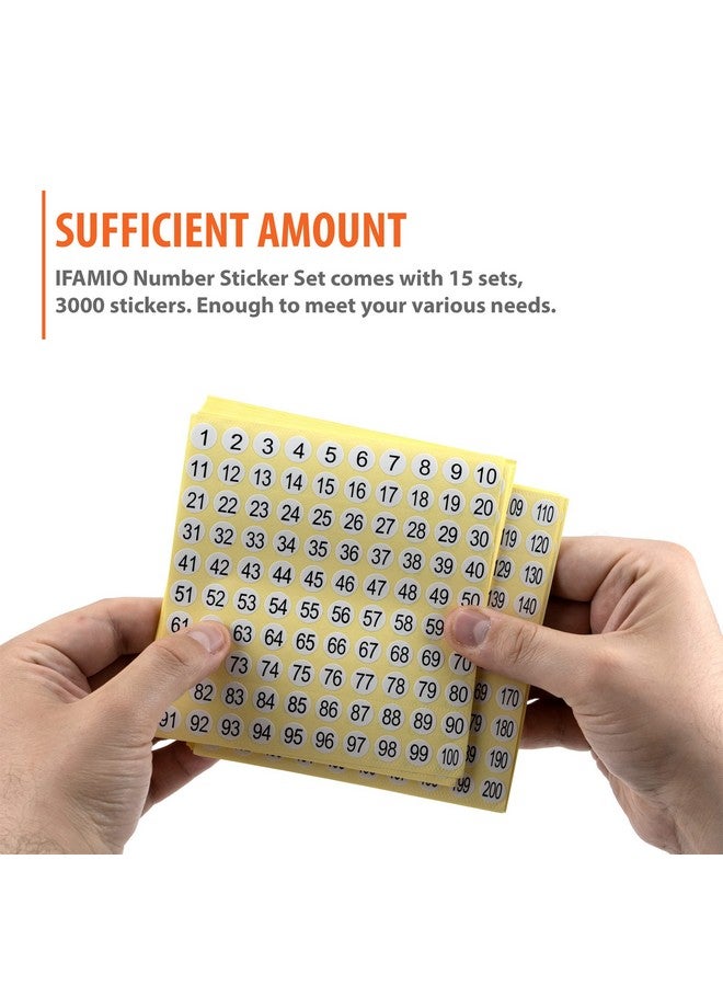 IFAMIO 1200 Round Number Stickers Labels 15 Sets 3000 Self Adhesive Labels Small Consecutive Number Decals Number Signs Inventory Stickers For Organizing And Storage Classification - Image 3