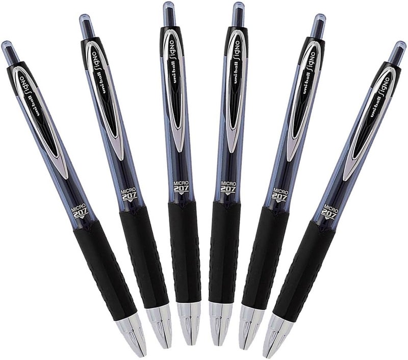 Uniball Uni-Ball Signo 207 Retractable Gel Pen - Pack of 6 - Image 1