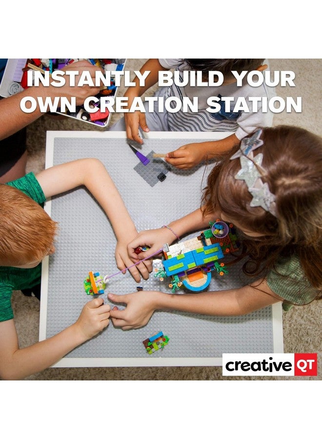 Creative QT MakerBase, Grey, 4 Pack, 10”x10” Peel-and-Stick Toy Building Blocks Stackable Baseplates, Bases for Play Tables, Walls, and More, Compatible with All Major Brick Brands - Image 2