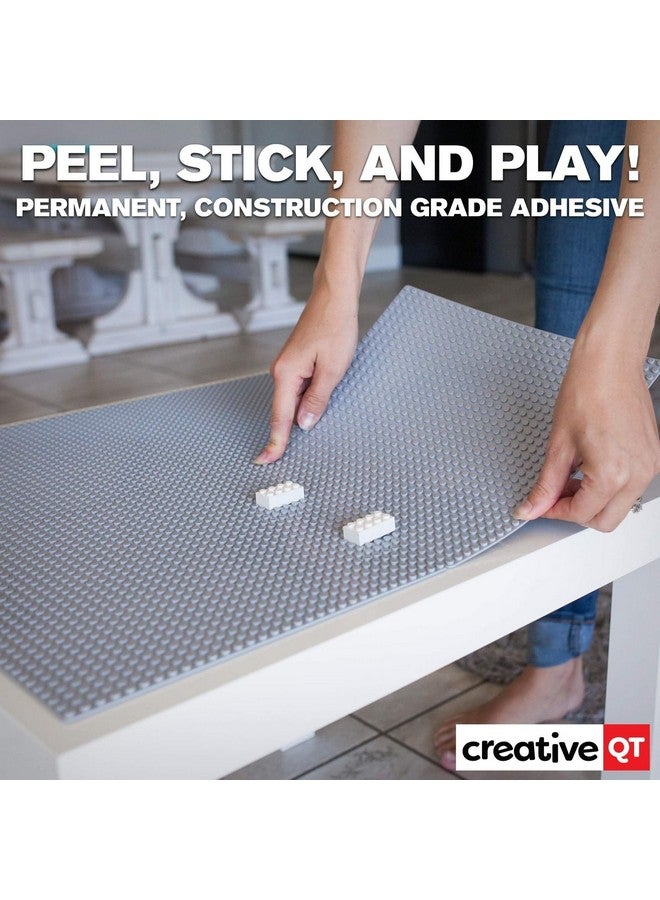 Creative QT MakerBase, Grey, 4 Pack, 10”x10” Peel-and-Stick Toy Building Blocks Stackable Baseplates, Bases for Play Tables, Walls, and More, Compatible with All Major Brick Brands - Image 3