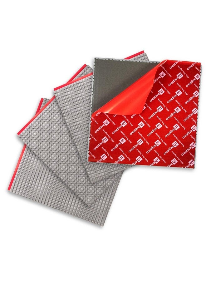 Creative QT MakerBase, Grey, 4 Pack, 10”x10” Peel-and-Stick Toy Building Blocks Stackable Baseplates, Bases for Play Tables, Walls, and More, Compatible with All Major Brick Brands - Image 4