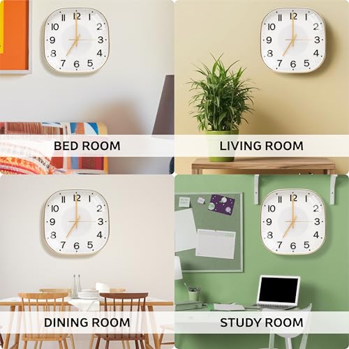 TEKCOOL Plastic Analogue Wall Clock 12" Silent Quartz Decorative Latest Wall Clock Non-Ticking Classic Clock Battery Operated Round Easy to Read for Room/Home/Kitchen/Bedroom/Office/School.White Gold? - Image 5