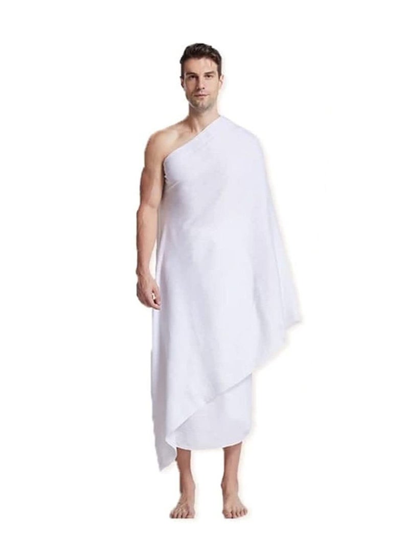 REBENUO Ihram 2-Piece Hajj And Umrah Religious Cloth For Men Ahram Ehram Soft White-1400g  - Image 2
