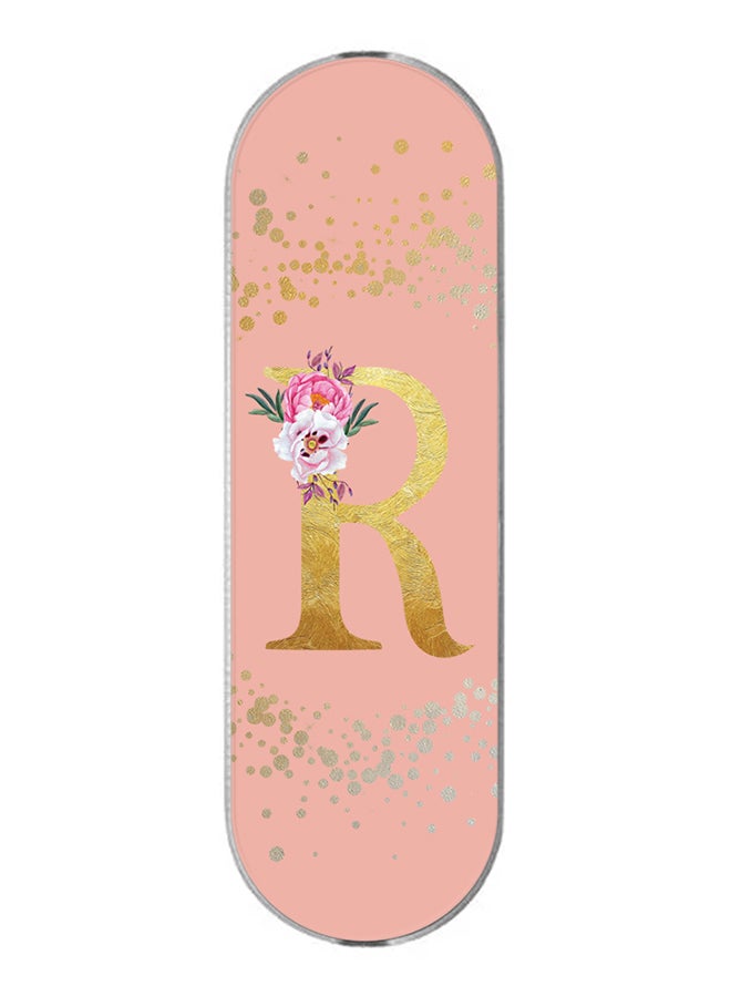 Stylizedd 3-In-1 Universal Mobile Phone Grip Holder- Custom Monogram Initial Letter Floral Pattern Alphabet - R (Rose Pink)