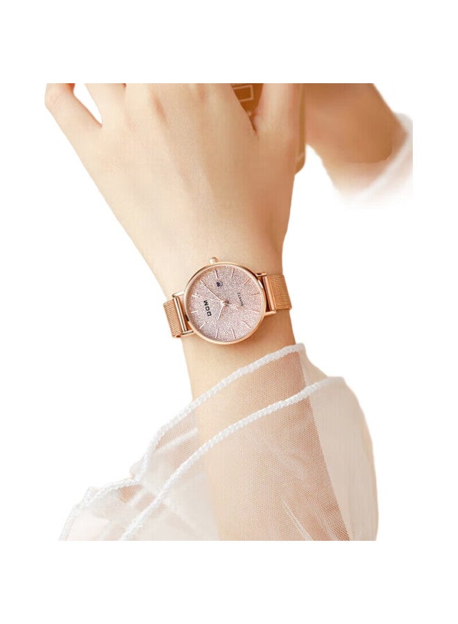 DOM Genuine Ultra-Thin Minimalist Watch For Women, Light Luxury Mechanical-Style Analog Quartz Waterproof Watch, Top Ten Brand For Middle And High School Students, Birthday Gift For Girlfriend Or Female Friend - Image 3