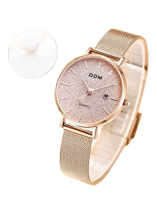 DOM Genuine Ultra-Thin Minimalist Watch For Women, Light Luxury Mechanical-Style Analog Quartz Waterproof Watch, Top Ten Brand For Middle And High School Students, Birthday Gift For Girlfriend Or Female Friend - Image 1