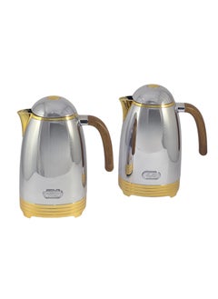 Homemaker Silver Gold Flask 1/1L 2 Pieces Stainless Steel Flask Set – Premium Dual-Color Insulated Flasks for Hot & Cold Beverages  - Image 1