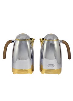 Homemaker Silver Gold Flask 1/1L 2 Pieces Stainless Steel Flask Set – Premium Dual-Color Insulated Flasks for Hot & Cold Beverages  - Image 2