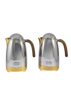 Homemaker Silver Gold Flask 1/1L 2 Pieces Stainless Steel Flask Set – Premium Dual-Color Insulated Flasks for Hot & Cold Beverages  - Image 3