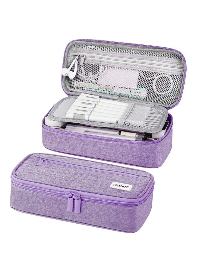 WEMATE Large Pencil Case Aesthetic,Big Capacity Canvas Pencil Pouch with Zipper, Pencil Case for Women & Men, Marker Pen Case,Portable Stationery Pencil Bag for Office Purple - Image 1
