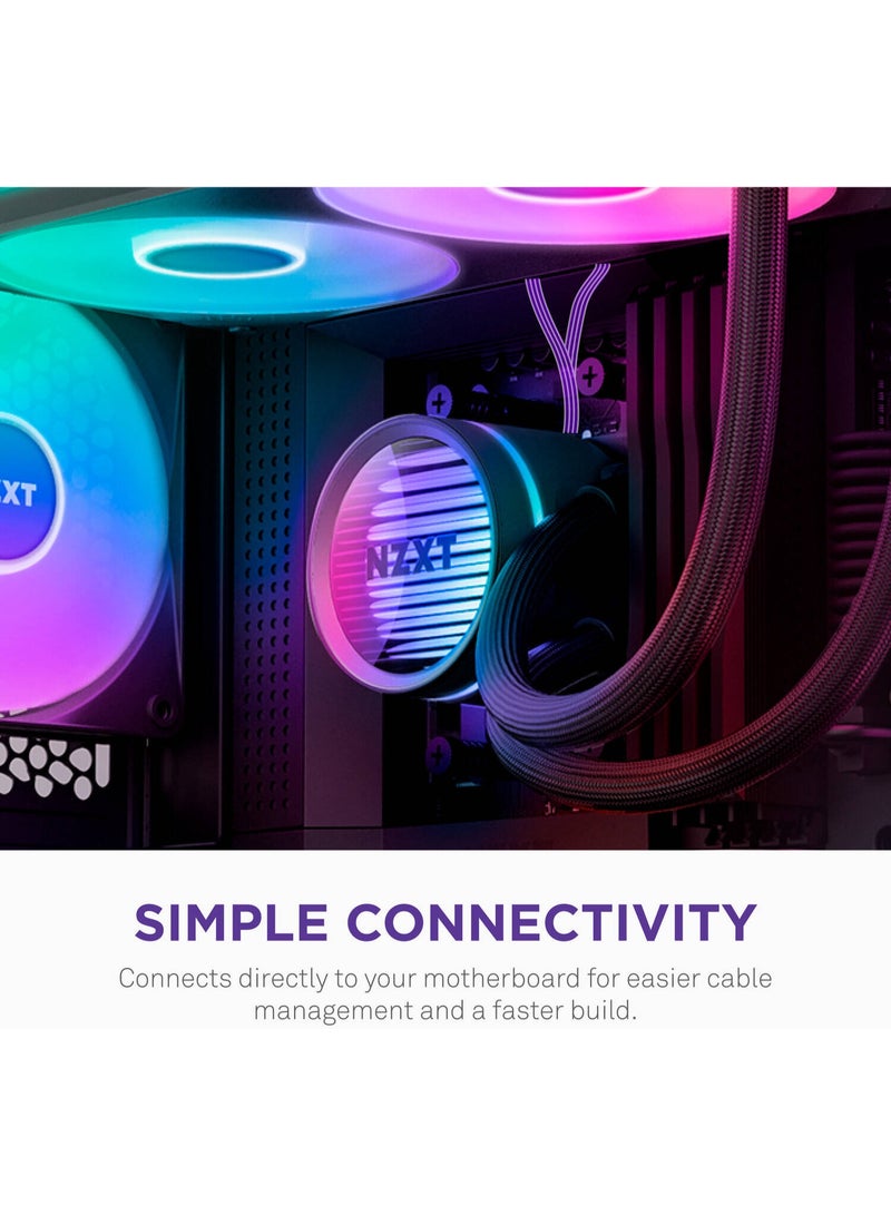 NZXT Kraken Core 240 RGB Liquid CPU Cooler, 240mm Radiator, F240 RGB Core Fan, 2400 RPM Fan Speed, 75.05 CFM Airflow, Fluid Dynamic Bearing, Black | RL-KR24C-B1 - Image 4