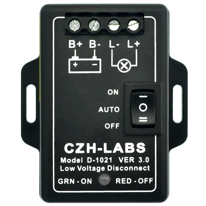 CZH-LABS LVD Low Voltage Disconnect Module. 12V / 30Amp Black ABS Panel Mount Terminal Block - Image 1