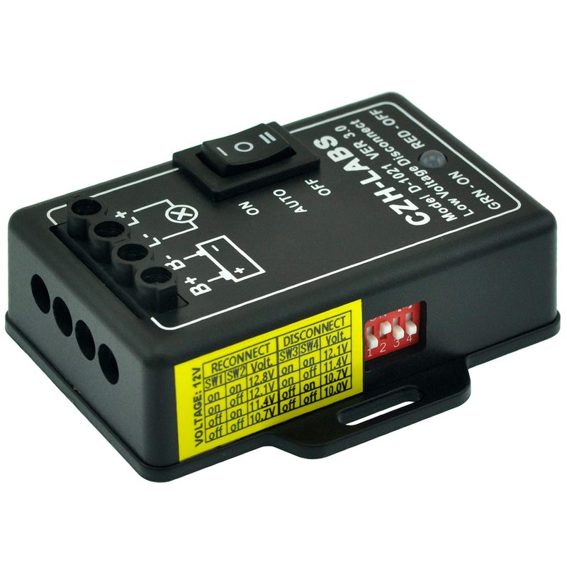 CZH-LABS LVD Low Voltage Disconnect Module. 12V / 30Amp Black ABS Panel Mount Terminal Block - Image 3